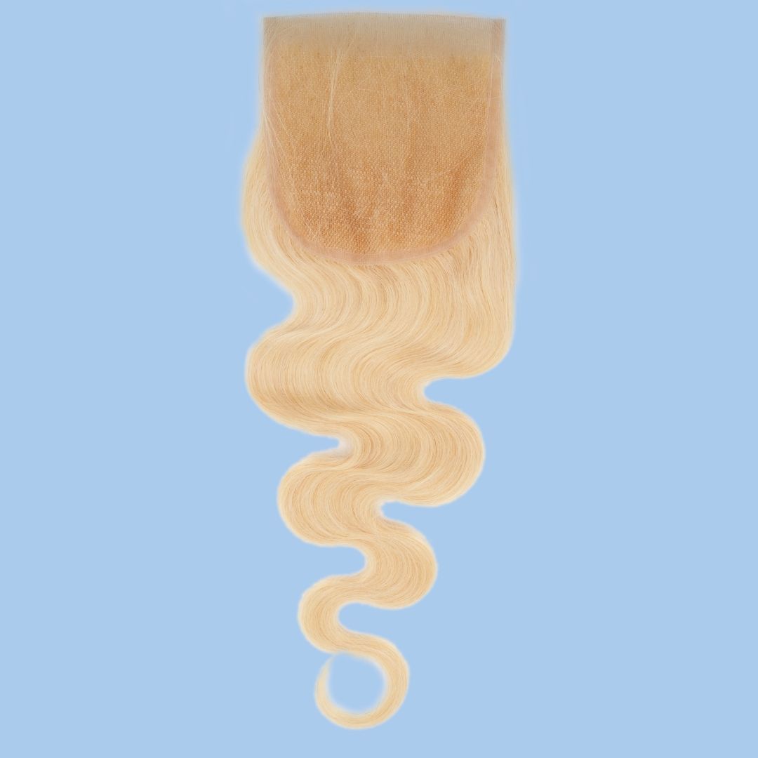 blonde body wave 4x4 transparent closure