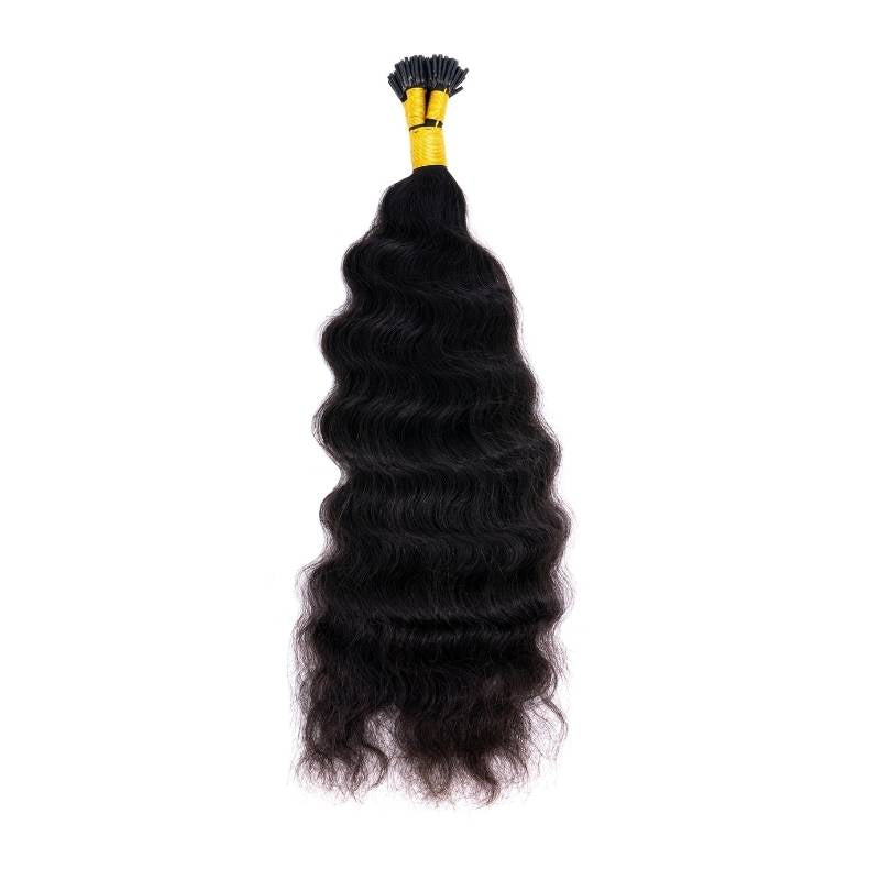 indian curly natural black i-tip