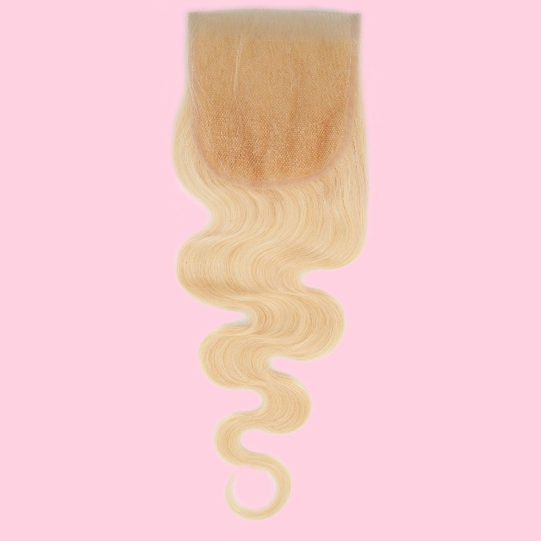 blonde body wave 4x4 transparent closure