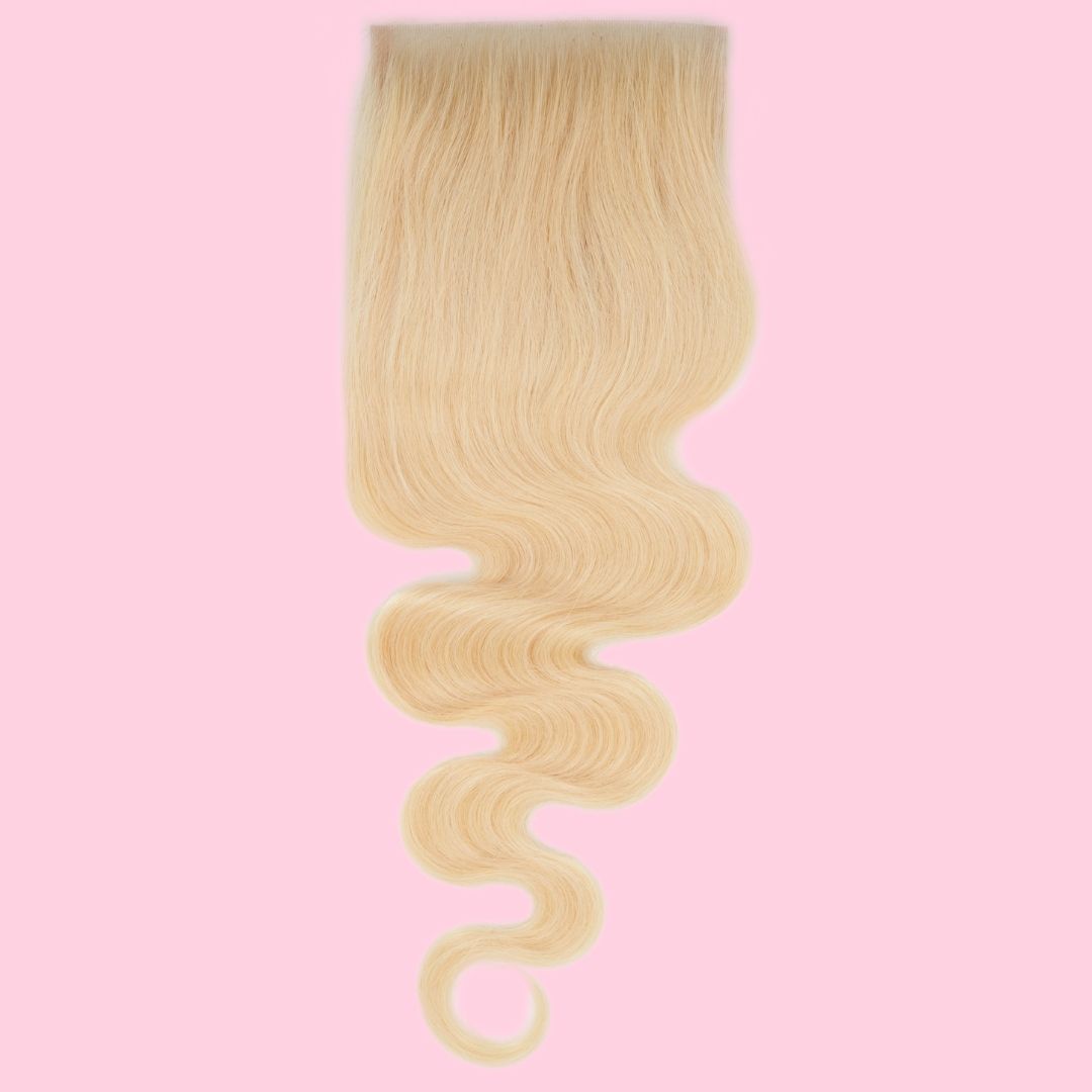 blonde body wave 4x4 transparent closure